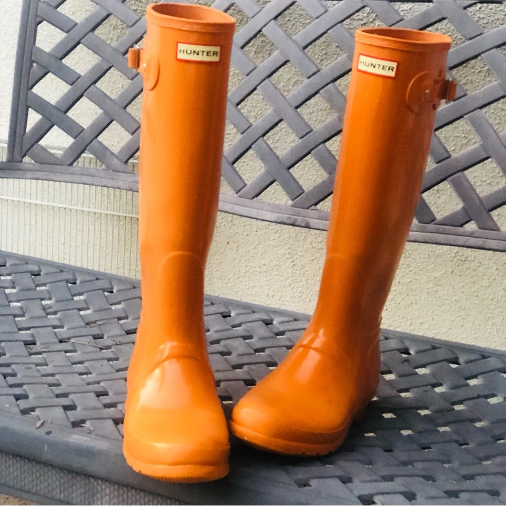 Hunter Orange Rain Tall Boots - Picture 3 of 8